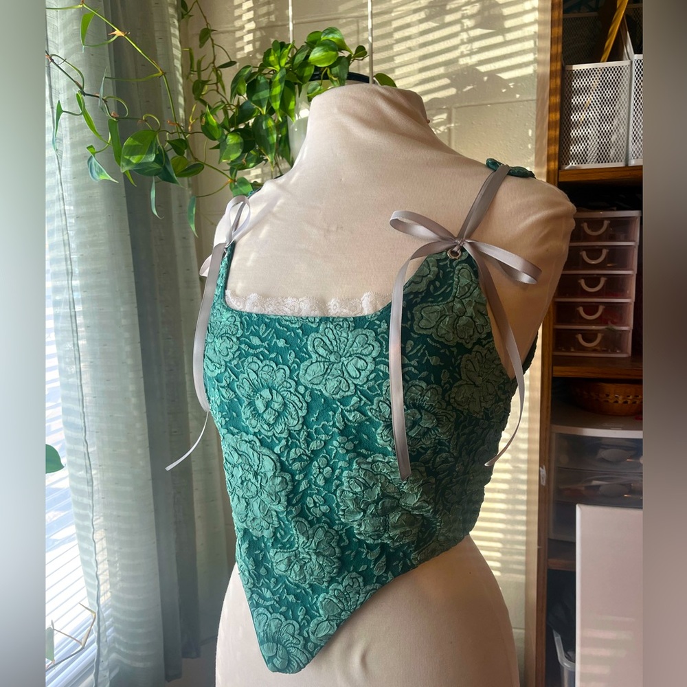 Teal Floral Corset Fairy Top - Size L
